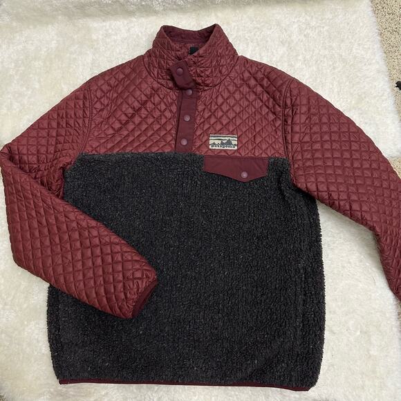 Patagonia RARE Mixed Media Snap-T Pullover Quilted Drumfire Red Ltd Edition - Picture 4 of 16